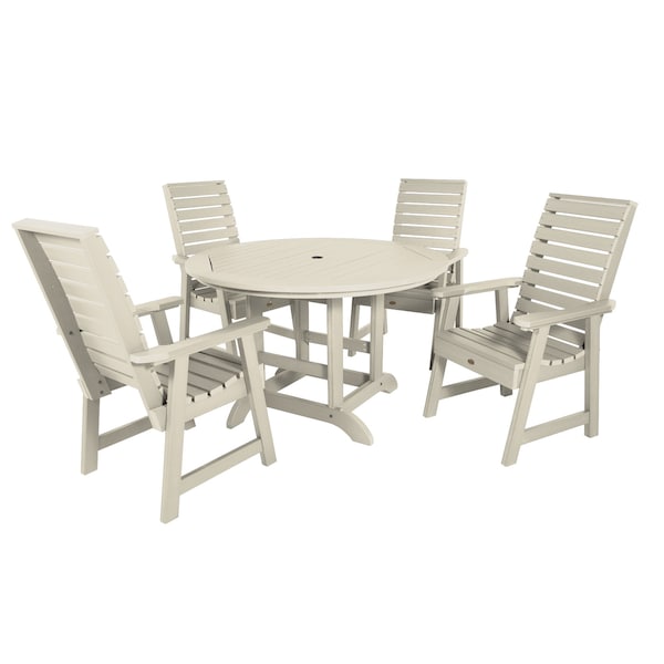 Highwood Usa Weatherly 5pc Round Outdoor Patio Furniture Dining Set AD-DNW48-WAE - main